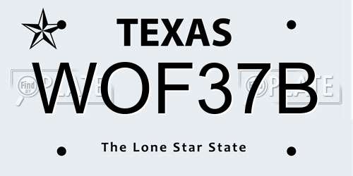 WOF37B Texas License Plate