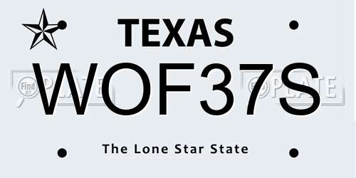 WOF37S Texas License Plate