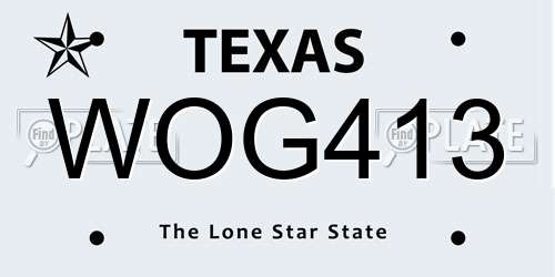WOG413 Texas License Plate