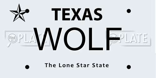 WOLF Texas License Plate