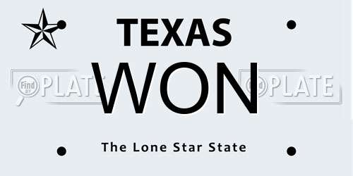 WON Texas License Plate
