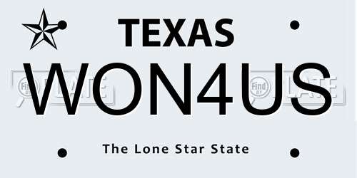 WON4US Texas License Plate