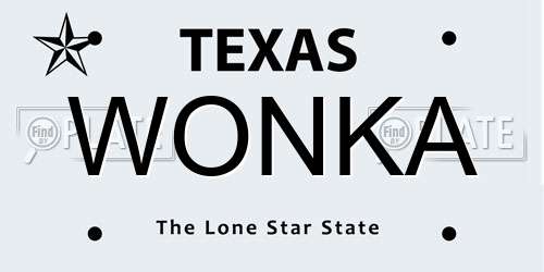 WONKA Texas License Plate