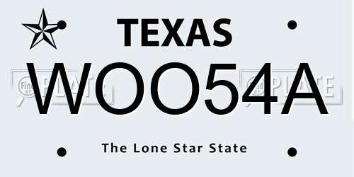 WOO54A Texas License Plate