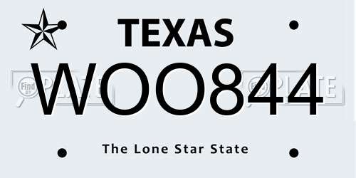 WOO844 Texas License Plate