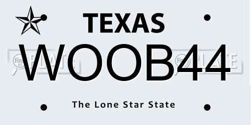 WOOB44 Texas License Plate
