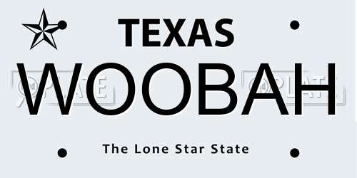 WOOBAH Texas License Plate