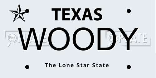 WOODY Texas License Plate