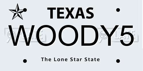 WOODY5 Texas License Plate