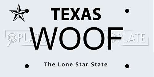 WOOF Texas License Plate