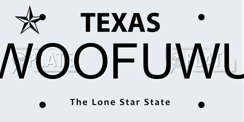 WOOFUWU Texas License Plate