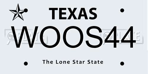 WOOS44 Texas License Plate