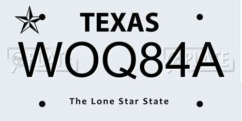 WOQ84A Texas License Plate