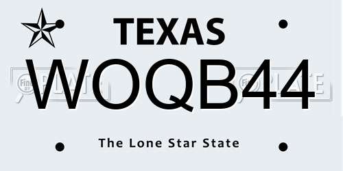 WOQB44 Texas License Plate