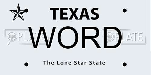 WORD Texas License Plate