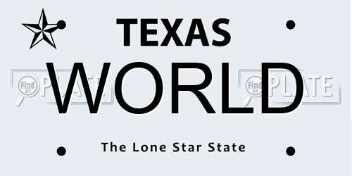 WORLD Texas License Plate
