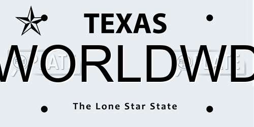 WORLDWD Texas License Plate