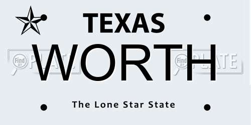 WORTH Texas License Plate