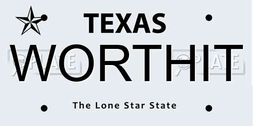 WORTHIT Texas License Plate
