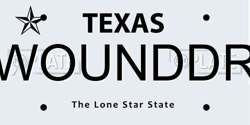 WOUNDDR Texas License Plate