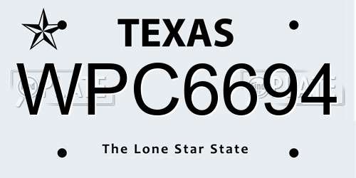 WPC6694 Texas License Plate