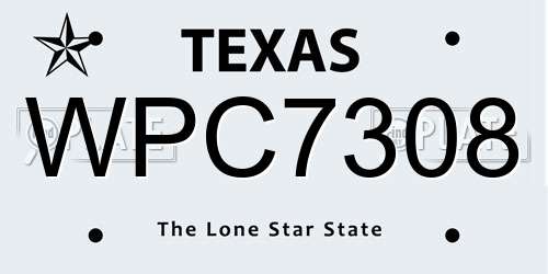 WPC7308 Texas License Plate