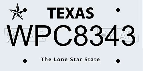 WPC8343 Texas License Plate