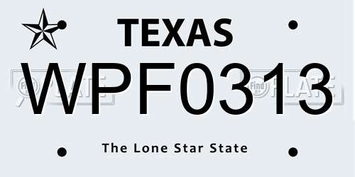 WPF0313 Texas License Plate