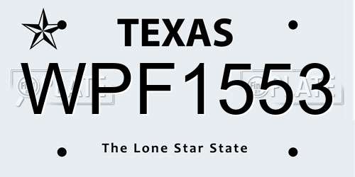 WPF1553 Texas License Plate