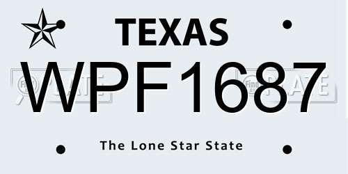 WPF1687 Texas License Plate