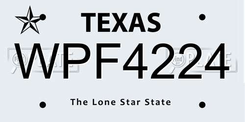 WPF4224 Texas License Plate