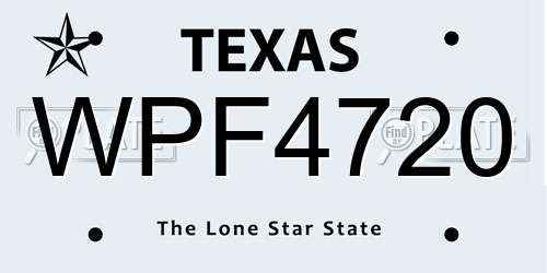 WPF4720 Texas License Plate