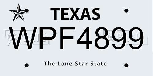 WPF4899 Texas License Plate