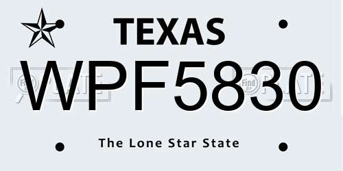 WPF5830 Texas License Plate