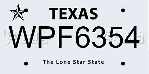 WPF6354 Texas License Plate