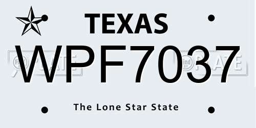 WPF7037 Texas License Plate