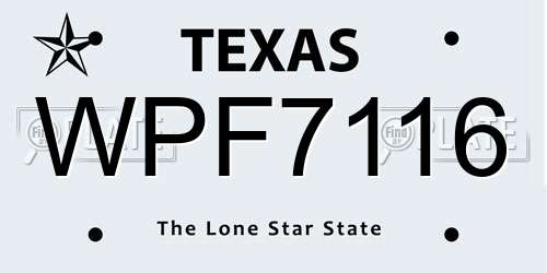 WPF7116 Texas License Plate