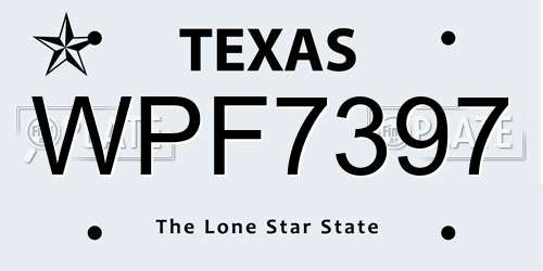 WPF7397 Texas License Plate