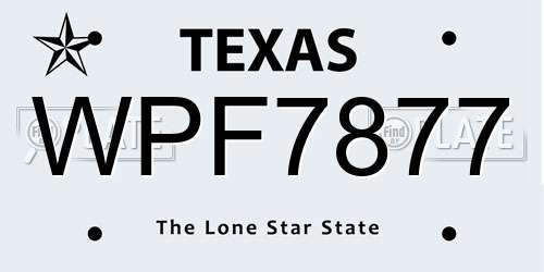 WPF7877 Texas License Plate