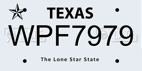 WPF7979 Texas License Plate