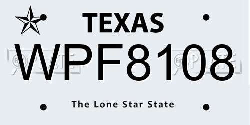 WPF8108 Texas License Plate