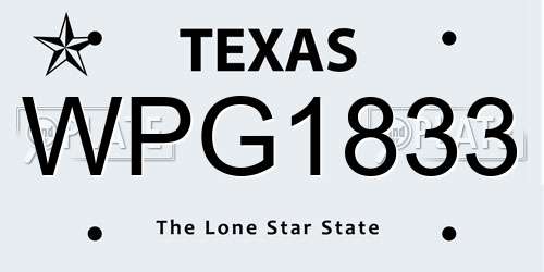WPG1833 Texas License Plate