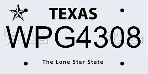 WPG4308 Texas License Plate