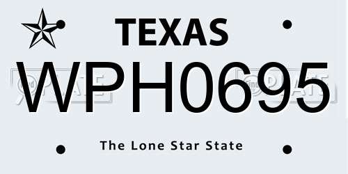 WPH0695 Texas License Plate