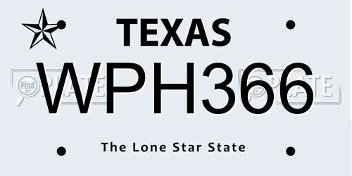 WPH366 Texas License Plate