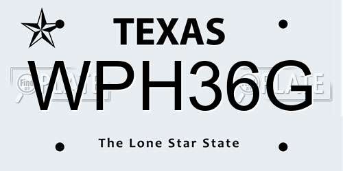 WPH36G Texas License Plate