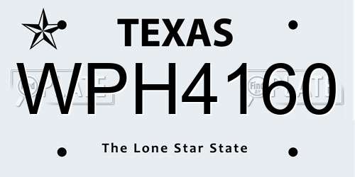 WPH4160 Texas License Plate