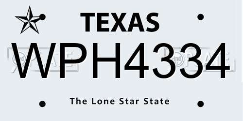 WPH4334 Texas License Plate