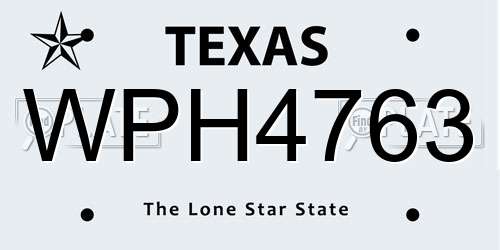 WPH4763 Texas License Plate