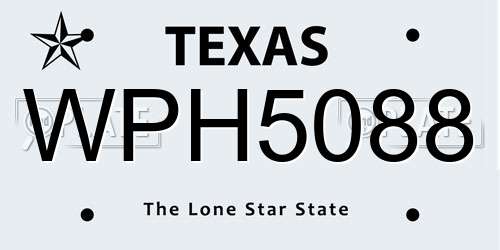 WPH5088 Texas License Plate